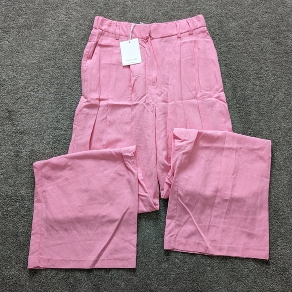 Via Bovio pink linen pants size Small Barbie Barbiecore